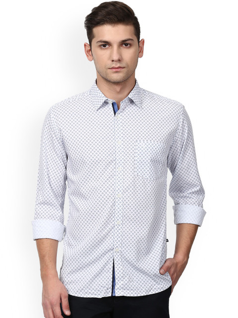 

Parx Men White & Blue Slim Fit Printed Casual Shirt