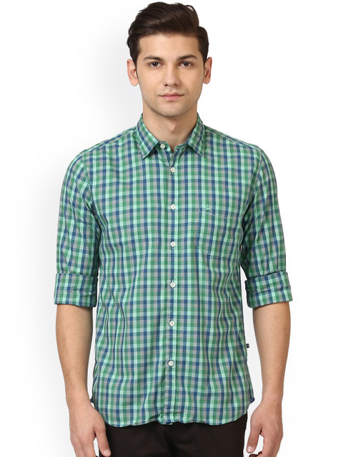 

Parx Men Green Slim Fit Checked Casual Shirt
