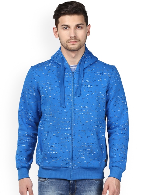 

Parx Men Blue Printed Hooded Sweatshirt