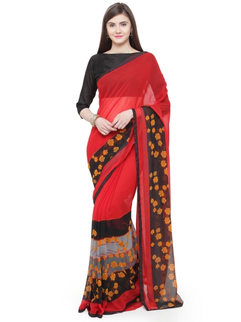 

Shaily Red Solid Pure Georgette Saree
