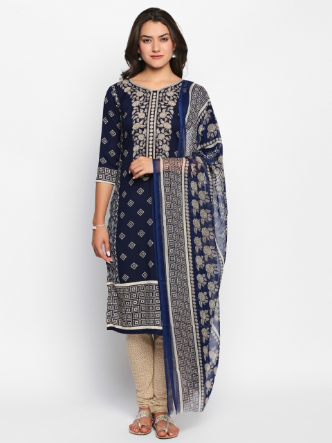 

Ishin Women Blue Poly Crepe Unstitched Dress Material