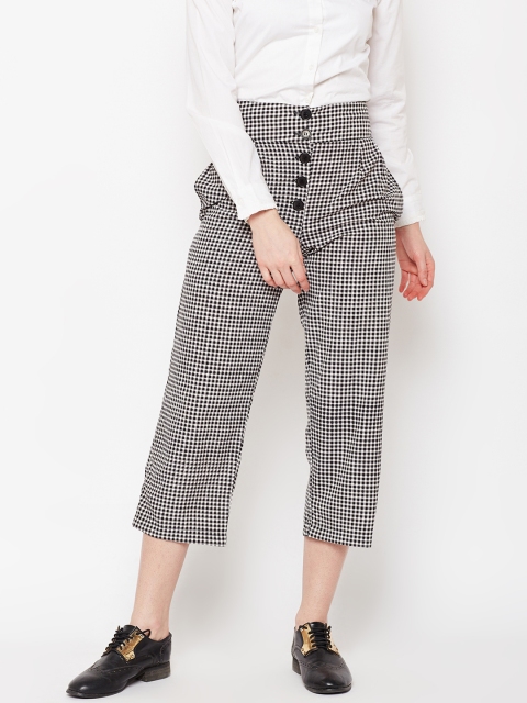 

Popnetic Women Black Regular Fit Checked Culottes