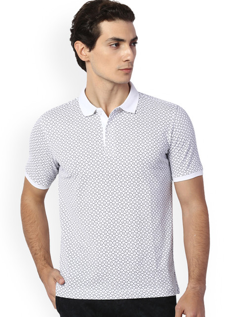 

Van Heusen Men White Printed Polo Collar T-shirt