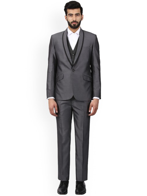 

Raymond Grey Solid Single-Breasted Formal Suit