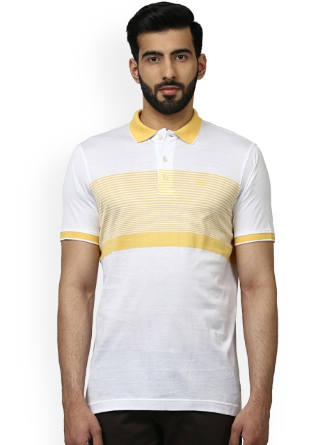 

Raymond Men White Striped Polo Collar T-shirt