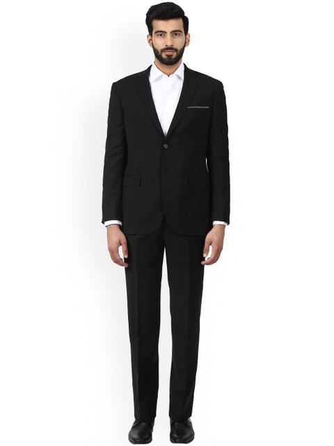 

Park Avenue Black Solid Single-Breasted Formal Suit