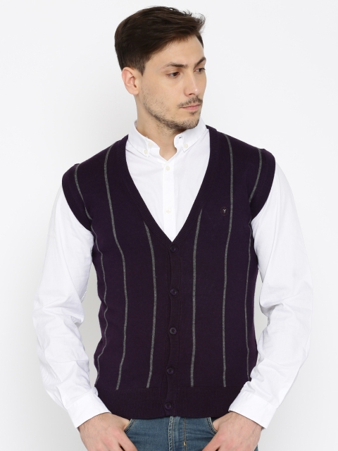 

Arrow New York Purple Striped Sleeveless Cardigan