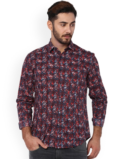 

V Dot Men Red & Blue Slim Fit Printed Casual Shirt