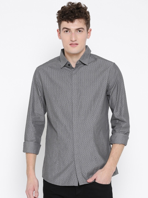 

Jack & Jones Men Grey Striped Smart Casual Shirt