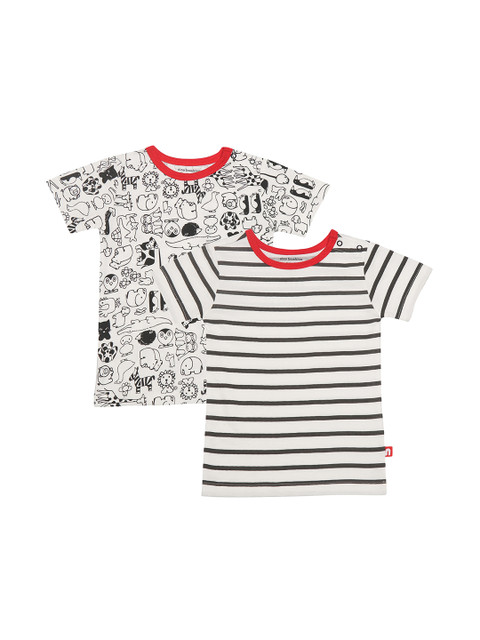 

Nino Bambino Boys Pack of 2 Printed Organic Cotton T-shirts, Grey