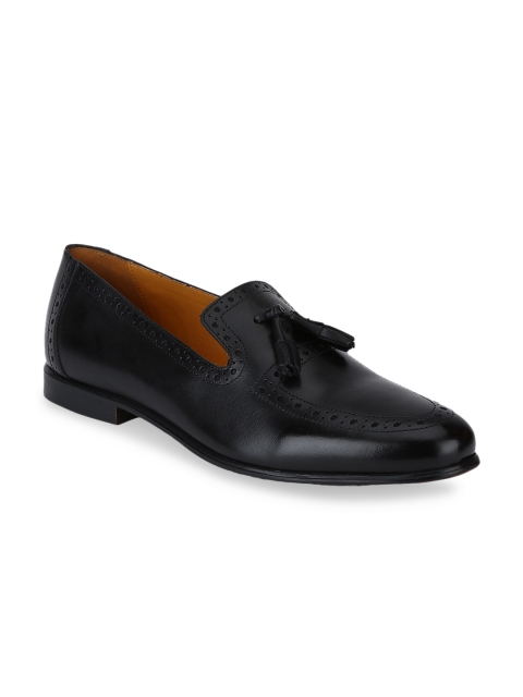 

DEL MONDO Men Black Leather Loafers