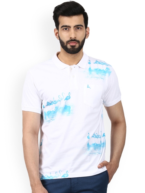 

Parx Men Blue & White Printed Polo Collar T-shirt with Chest Pocket