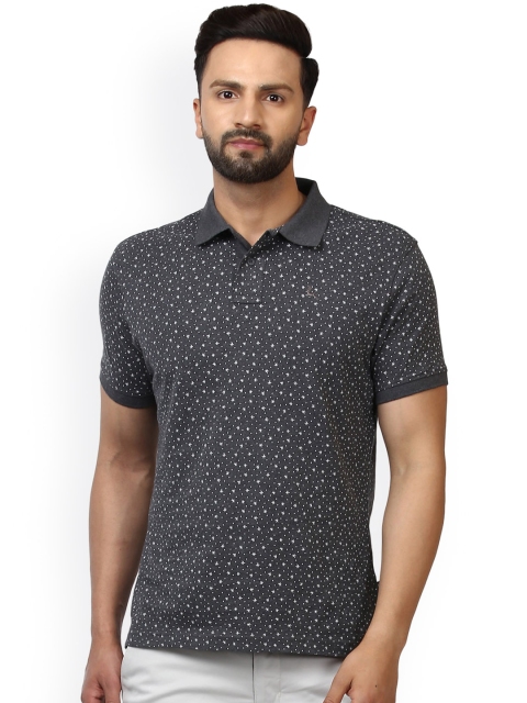 

Parx Men Charcoal Grey Printed Polo Collar T-shirt