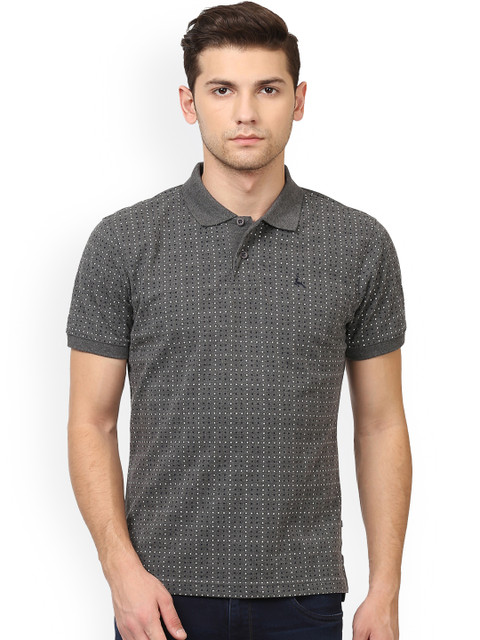 

Parx Men Grey Printed Polo Collar T-shirt