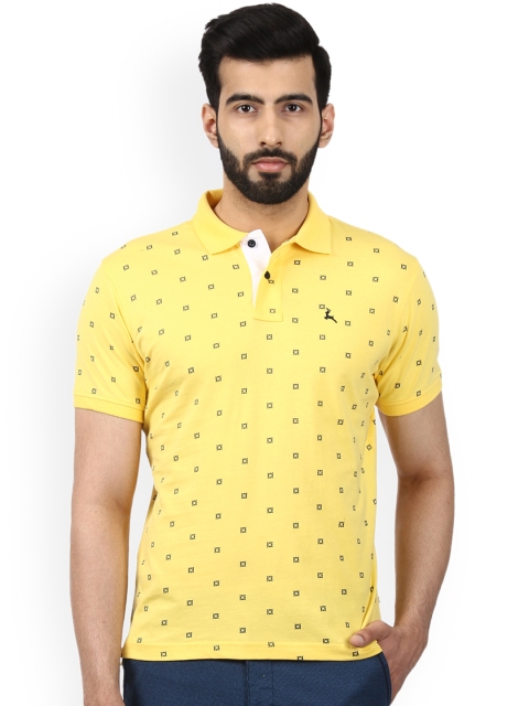 

Parx Men Yellow Printed Polo Collar T-shirt
