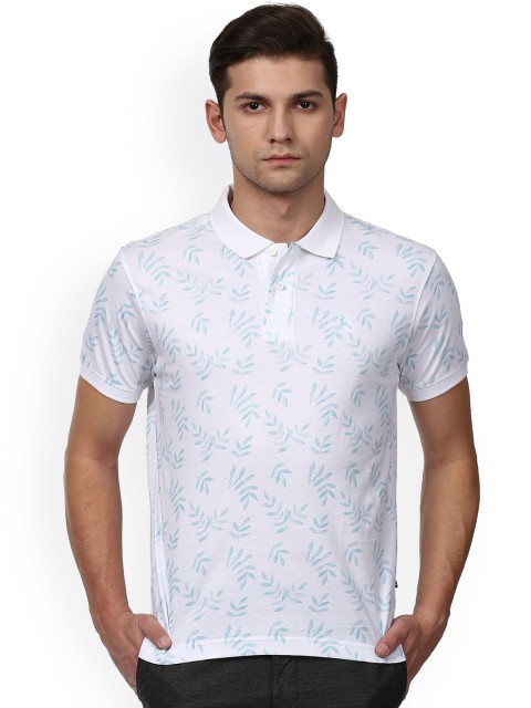 

Parx Men Blue & White Printed Polo Collar T-shirt