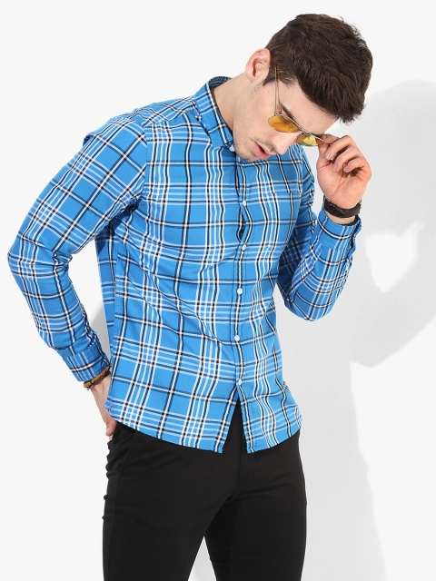 

Flying Machine Men Blue & Black Regular Fit Checked Casual Shirt