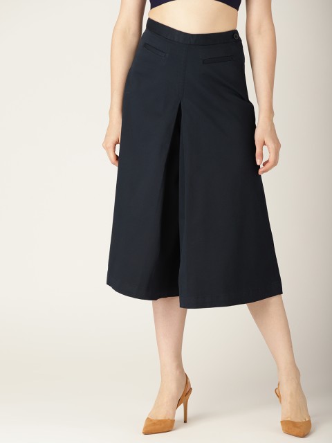 

United Colors of Benetton Women Navy Blue Regular Fit Solid Culottes