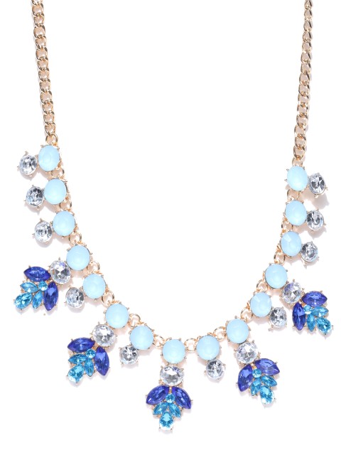 

ChicMela Blue & Gold-Plated Handcrafted Stone-Studded Necklace