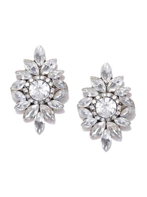 

ChicMela Bronze-Toned Stone-Studded Handcrafted Oversized Studs