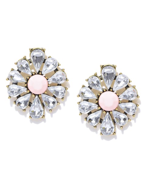 

ChicMela Peach-Coloured Handcrafted Floral Oversized Studs