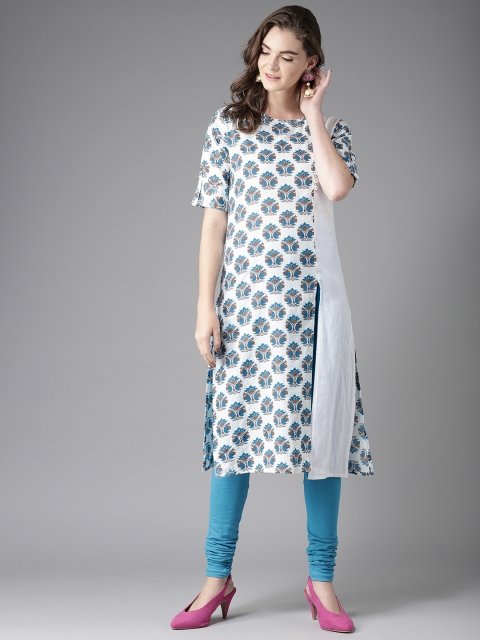 

Moda Rapido Women Blue Printed Straight Kurta