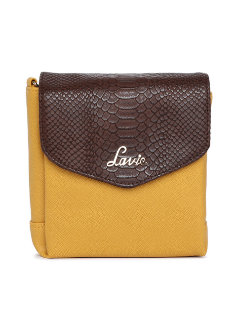 

Lavie Women Yellow & Brown Colourblocked Sling Bag