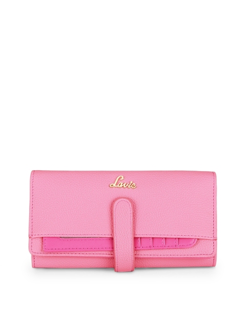 

Lavie Women Pink Solid Three Fold Wallet