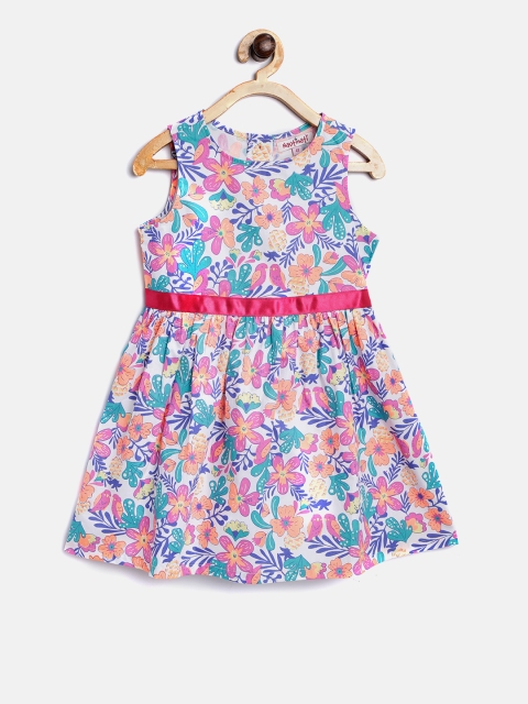 

Nauti Nati Girls Multicoloured Floral Print Fit and Flare Dress, Multi