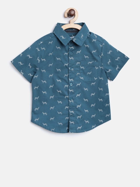 

Nauti Nati Boys Blue Regular Fit Printed Casual Shirt