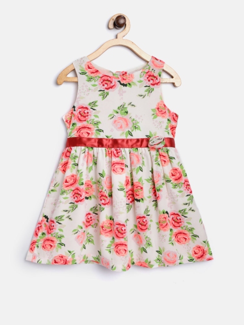 

Nauti Nati Girls Off-White & Pink Floral Print Fit and Flare Dress