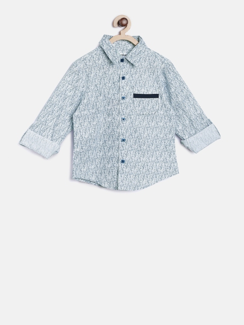 

Nauti Nati Boys Blue & White Regular Fit Printed Casual Shirt