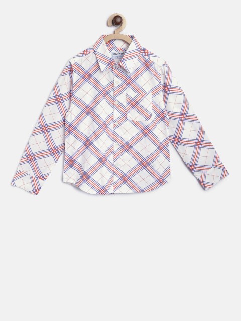 

Nauti Nati Boys White & Red Regular Fit Checked Casual Shirt
