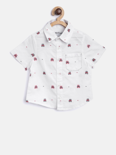 

Nauti Nati Boys White Regular Fit Patterned Casual Shirt