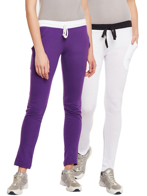 

VIMAL JONNEY Women Pack of 2 Solid Track Pants, White