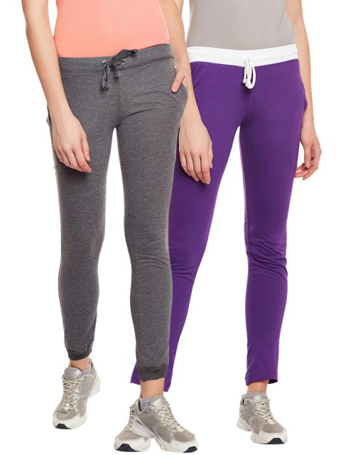 

VIMAL JONNEY Women Pack of 2 Solid Track Pants, Grey