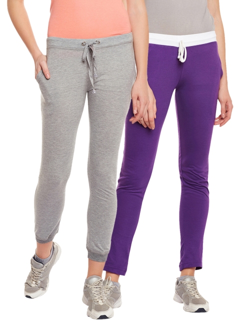 

VIMAL JONNEY Women Pack of 2 Solid Track Pants, Grey