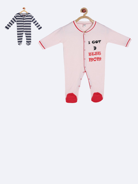 

GKIDZ Kids Pack Of 2 Printed Sleepsuits, Navy blue