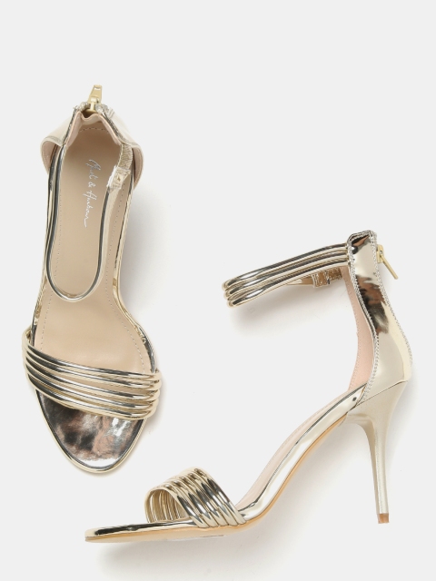 

Mast & Harbour Women Gold-Toned Solid Sandals