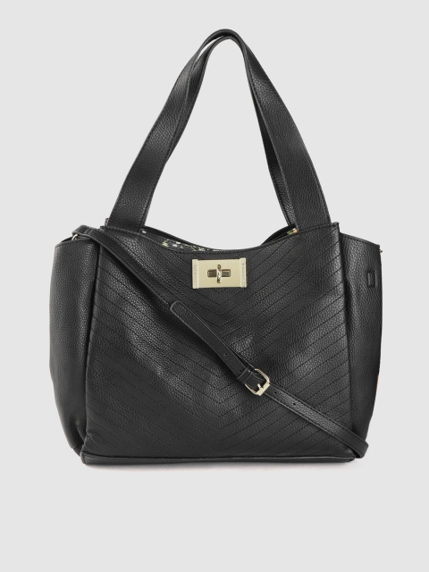 

Steve Madden Black Solid Handheld Bag with Detachable Sling Strap