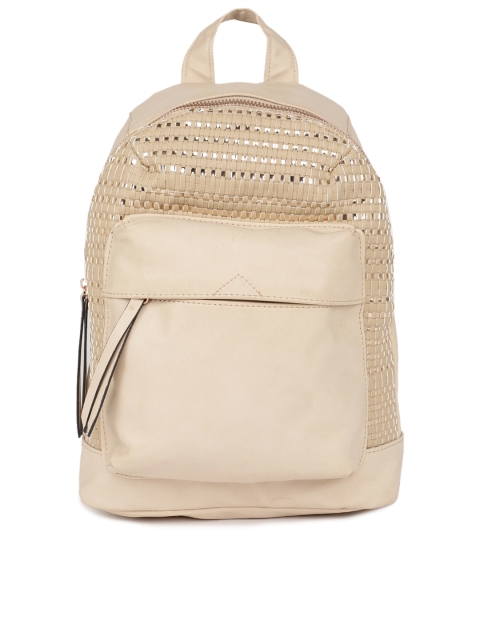 

Steve Madden Women Rose Gold-Toned Woven Design Backpack, Cream