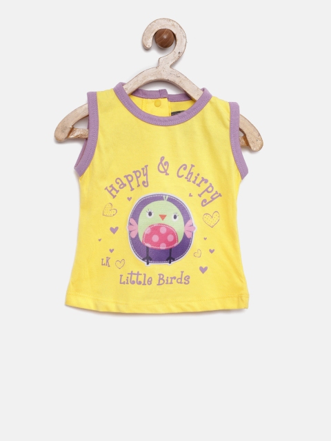 

Little Kangaroos Girls Yellow Printed Sleevless Top