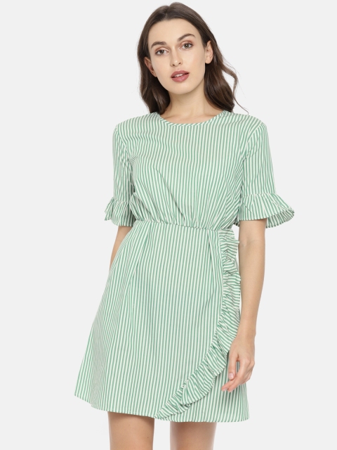 

ONLY Women Green Striped A-Line Dress