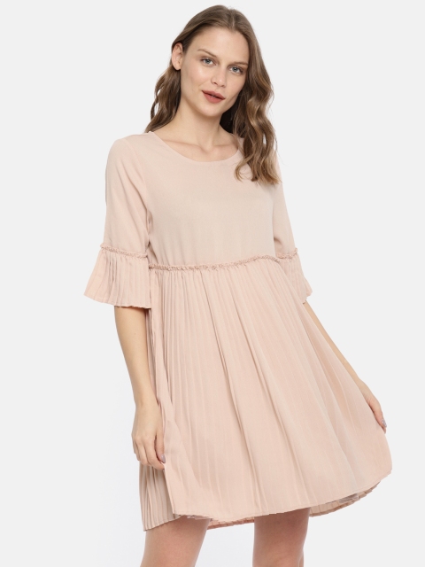 

ONLY Women Peach-Coloured Solid A-Line Dress