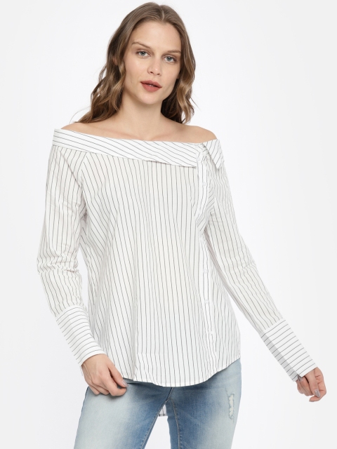 

ONLY Women White Striped Shirt Style Top