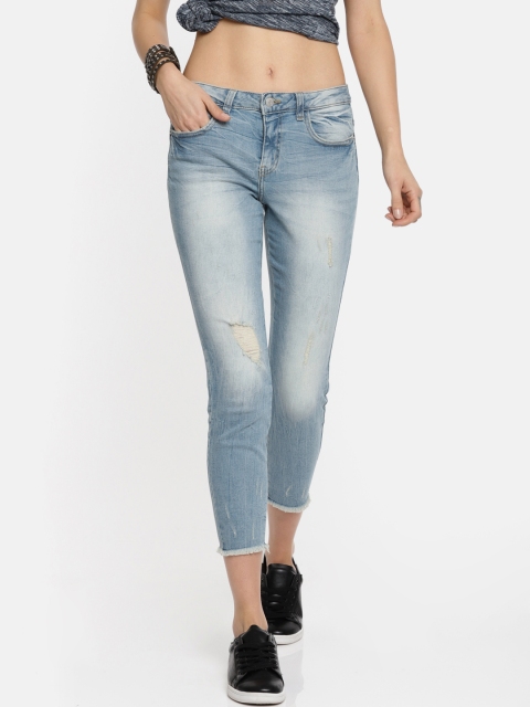 

ONLY Women Blue Skinny Fit Mid-Rise Mildly Distressed Stretchable Jeans