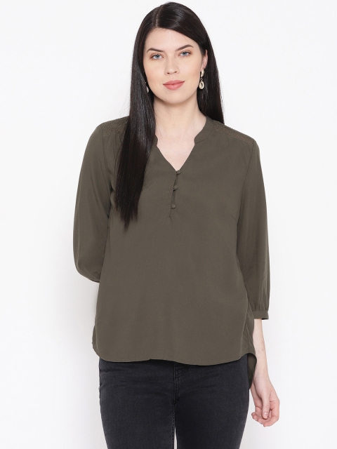 

ONLY Women Charcoal Grey Solid Top