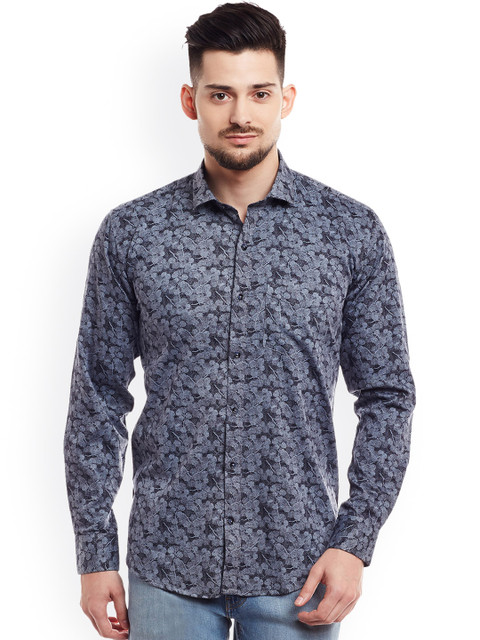 

DENNISON Men Navy Blue Comfort Slim Fit Printed Casual Shirt