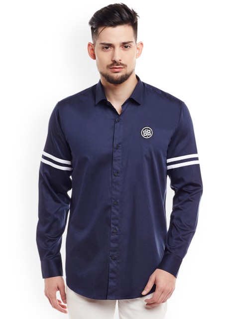 

DENNISON Men Navy Blue Comfort Slim Fit Solid Casual Shirt
