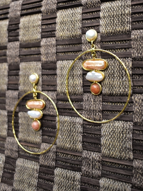 

ZeroKaata Gold-Toned Circular Shaped Drop Earrings